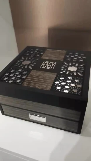 Caja de regalo de madera con embalaje de perfume de lujo impreso con logotipo de diseño personalizado