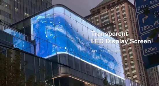 Pantalla LED transparente de vidrio para exteriores